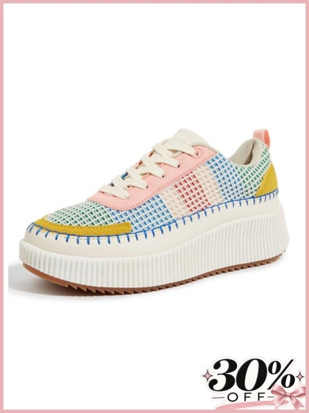 Woven Platform Sneakers Lace-Up Athletic Casual Walking Shoes